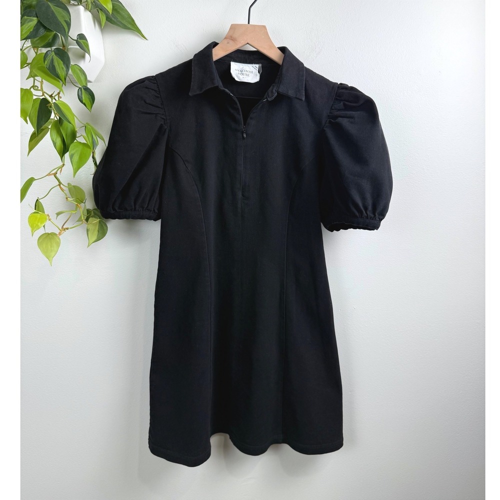 Tuckernuck Hyacinth House Black Front Zip Denim Mini Dress M Preppy Minimalist